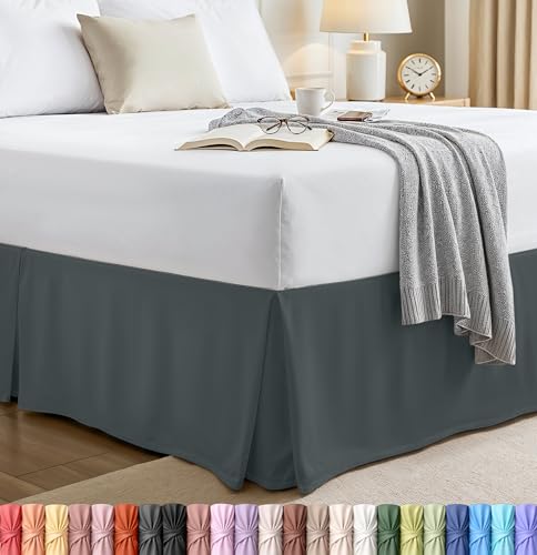 Utopia Bedding Queen Bed Skirt - Soft Quadruple Pleated Ruffle - Easy Fit with 16 Inch Tailored Drop - Hotel Quality, Shrinkage and Fade Resistant (Queen, Grey)