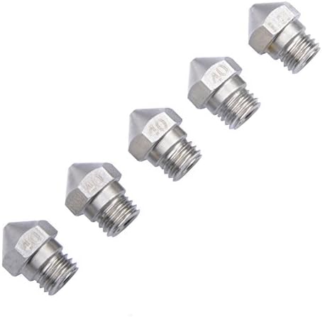CTYRZCH 5pcs Upgrade Wear Resistant MK10 Nozzles M7 0.4mm Threaded Stainless Steel Nozzle Extrusion Head