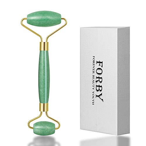 Jade Roller Rose Quartz Roller for Face - Natural Jade Facial Face Roller Massager Face Gemstone Healing Toning Skincare Tool for Anti Aging Wrinkle Removal Slim Face(Green Color)