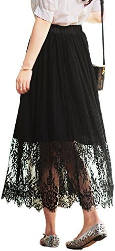 MINGXIN Vintage Women's Full / Maxi / Long lace Skirt or Knee-Long Skirt Black