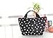 Flowertree Women's Polyester White Polka Dot Black Mini Tote Lunch Bag