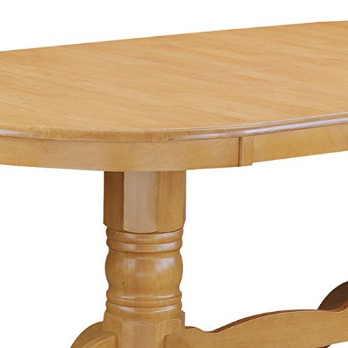 East West Furniture VATOakTP Oval Double Pedestal Dining Room Table