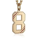 HZMAN Baseball Initial Pendant Necklace Inspiration Baseball Jersey Number 0-9 Charms Stainless Steel Necklace