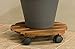 2 Pack of 14-in. Round Wood Roller Planter Caddy Fruitwood Slatted Wheel Plant