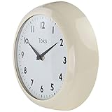 Lily's Home Retro Kitchen Wall Clock, Large Dial Quartz Timepiece, Ivory, 9 1/4 inch