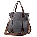 Women's Canvas Tote Bag Top Handle Bags Crossbody Messenger Bag Shoulder Handbag (Gray)