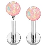 16g 5/16'' Stainless Steel Internally Threaded 3mm Fire Ball Opal Labret Monroe Lip Tragus Piercing Bar Body Jewelry Ring