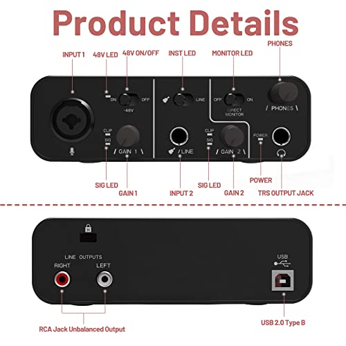 Wrugste USB Audio Interface for Recording, Streaming and Podcasting ...