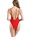 Stripsky One Piece Swimsuit V Neck,High Cut Swimsuit for Women(Red-S)