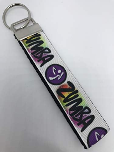 Zumba - Rainbow - Keychain Polyester Fabric Wristlets for Key Fob, Key, ID Badge Holder, USB, Purse (aprox 4”x1” 5-6” total length with hardware)