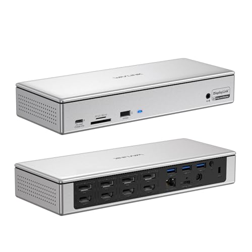 WAVLINK DisplayLink 19-in-1 USB-C/A Docking Station for Mac M1/M2, Windows Laptops and New MacBook Neo, 4 Monitors 5K/4K@60Hz, 4 HDMI + 4 DP, LAN 2.5G, 180W, 10Gbps
