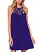 DREAGAL Ladies Sexy Back Keyhole Lace Patchwork Shift Dress Blue Small
