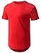 URBANCREWS Mens Hipster Hip Hop Basic Solid Longline T-Shirt Red XLarge