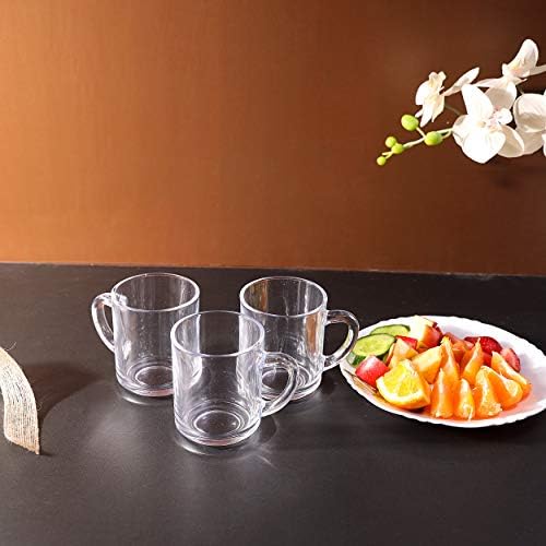 Royalford 8 Oz 3 Pcs Glass Mug with Handle - Large Coffee Mug, Durable,  Safe & Lightweight Material | Thick Wall Small Portable Mug | Ideal for Hot  & Cold Drinks with