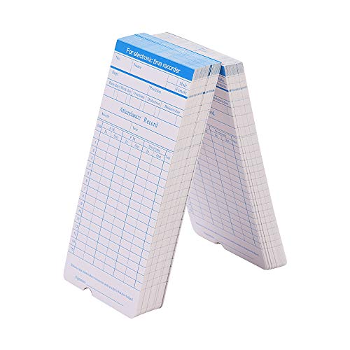 Aibecy DOYO Time Card 2-Sided Monthly Format Size 7.4 3.3 Inch for Employee Attendance Various Time Clock Recorder Machine, 100pcs/ Pack