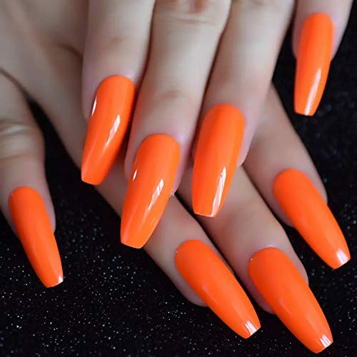 EDA LUXURY BEAUTY ORANGE GLAMOROUS DESIGN Full Cover Press On Gel Glitter Artificial Nail Tips Shiny Acrylic Extreme False Nails Extra Long Ballerina Ballet Coffin Square Super Fashion Fake Nails 3 EDA LUXURY BEAUTY ORANGE GLAMOROUS DESIGN Full Cover Press On Gel Glitter Artificial Nail Tips Shiny Acrylic Extreme False Nails Extra Long Ballerina Ballet Coffin Square Super Fashion Fake Nails