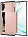 SAMONPOW Wallet Cover for Galaxy Note 10 Plus Case with Card Holder Dual Layer Hybrid Shell Heavy Duty Protection Shockproof Soft Rubber Cover Case for Galaxy Note 10 Plus 6.8 inch Rose Gold
