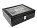 Juvale Black Leather Watch Box Case - Fits 10 Watches - 10
