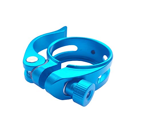 DEERU Aluminum Quick-Release Seat Post Clamp 40mm Bike Seat Clamp Fold Bike Seatpost Clamp, Blue - Thumbnail 6