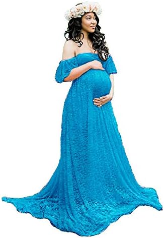 Women's Lace Off-Shoulder Long Maternity Dress Plus Photography