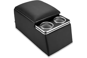 RASNAUTO Universal Truck Seat/Bench Contractor Center Console with Cup Holders and Padded Top Lid for Armrest, 124810, Black