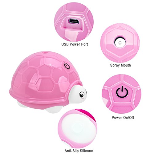 USB Humidifier, YIHunion 160ml Cool Mist Essential Oil Diffuser Air Purifier Humidifier with 7 Color Changing LED Lamps and Waterless Auto Shut-off Function for Bedroom home(Pink)