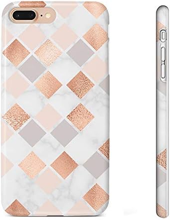 Pastel Bay Case Compatible for iPhone 8 Plus/7 Plus,iPhone 6s Plus/6 Plus 5.5" Glossy Rose Gold Pink White Marble Slim Soft TPU Silicone Anti-Scratch Thin Back Protective Phone Case for Girls Women