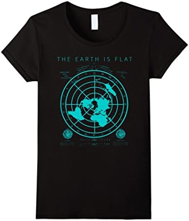 Womens The Earth Is Flat Map T-Shirt Small Black