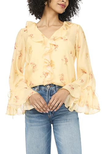 Vince Camuto, Women's, Ruffle Sleeve and Center Front, Mellow Yellow, Small