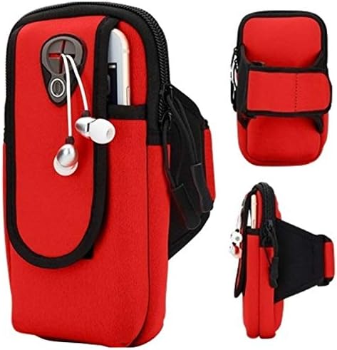Universal Running Armband, Arm Cell Phone Holder Sports Armband for Running, Fitness and Gym Workouts, Compatible with iPhone X/8/7/6/Plus, Samsung Galaxy S9/S8/S7/S6/Edge/Plus & LG, Red