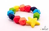 Baby Teether - The Original Rainbow Charm Teething Toy - Soothes Sore Gums - Provides The BEST Symptom Relief For Your Infant & Promotes Healthy Tooth Development - 100% Pure Food Grade Silicone