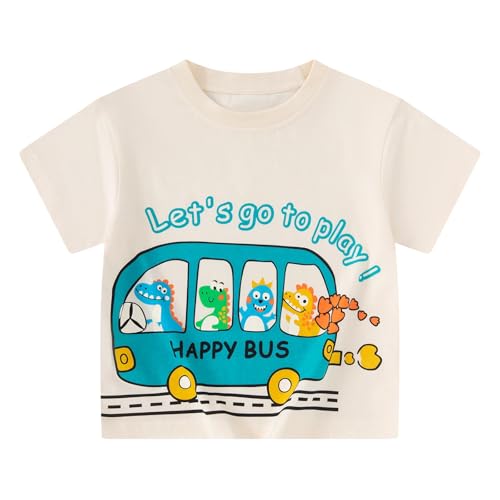 PINU Boys Girls Cotton Dinosaur Graphic T-Shirt, Summer Short Sleeve Tee at Amazon