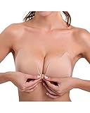 KissLace Women Strapless Self Adhesive Invisible Sexy Push up Seamless Bras (C, Khaki 1)