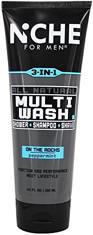 All Natural 3-IN-1 Multi-Wash, shower shampoo shave gel, On the Rocks, Peppermint Scent