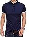 YTD Mens Summer Slim Fit Pure Color Short Sleeve Polo Casual T-Shirts (US Large, Navy)