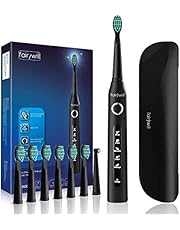 Fairywill Electric Toothbrush for Adults with 5 Modes, Smart Timer, 8 Brush Heads, Fully Rechargeable with One 4 Hr Charge Last 30 Days, Whitening Ultra Sonic Toothbrushes with A Travel Case in Black
