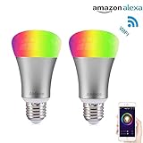 Akface WiFi Smart A19 LED Light Bulb, Dimmable Multicolored Color, for iOS Android (iPhone iPad ,Samsung LG), 2 Pcs