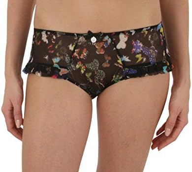 CXL Papillon Sheer Ruffle Flounce Hipster, Butterfly Print, Black, Size XL