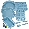 Aschef-5-Pieces-Silicone-Nonstick-Baking-Pan-Bakeware-Mold-Tray-Tools-Set-BPA-Free-Food-Grade-for-Muffin-Bread-Loaf-Cake-Pan-Sheet-Set-Blue Economical 7in1 Nonstick Silicone Baking Cake Pan Tin Tray Sheet Mould Set for Oven, BPA Free Heat Resistant Bakeware…