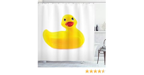 Amazon Com Ambesonne Rubber Duck Shower Curtain Yellow Squeak