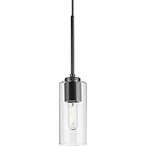 Progress Lighting P500403-31M Cofield Collection 4 in. One-Light Matte Black Transitional Pendant with Clear Glass Shade