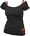 Spiral - Womens - URBAN FASHION - 2in1 Red Ripped Top Black