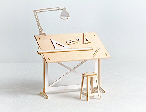 Miniature Drafting Table Model Kit Lasercut Architectural DIY Model with real Wood Tabletop