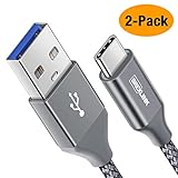 BrexLink Upgraded USB 3.0 Type C Cable, USB C to USB A Charger Charging Cable (2m 2-Pack) for Samsung Galaxy S10 S9 S8 A3 A5 Note 8 9, Huawei P10 P9 P20 Pro, Google Pixel, Sony Xperia XZ (Grey)