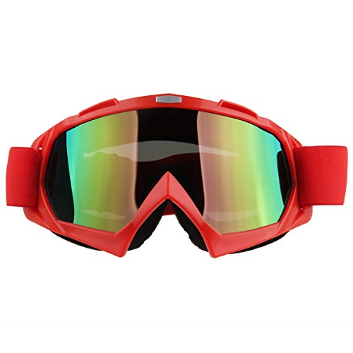 Chest Back Protector with Goggles,POSSBAY Motorcycle Gear Armor Glasses Set XXL Red for Scooter Motocross Dirt Bike Skiing Riding Cycling Skating