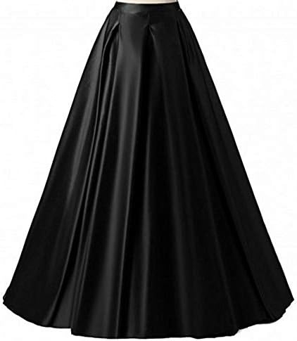 Diydress Women's Long Fashion High Waist A-Line Satin Skirts With