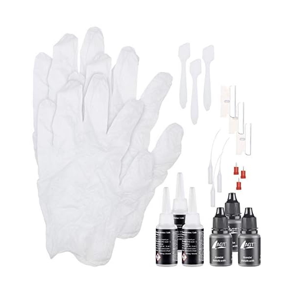AGT Keramik-Reparatur-Kleber: 3er-Reparatur-Set aus Sekundenkleber und schwarzem Granulat, je 10 ml (Granulat-Kleber…