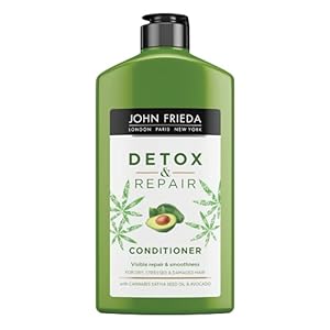 John Frieda Detox & Repair Conditioner for Dry, Stressed & Damaged Hair with Avocado Oil and Green Tea, 250 ml