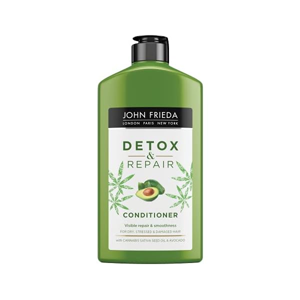 John Frieda Detox & Repair Conditioner for Dry, Stressed & Damaged Hair with Avocado Oil and Green Tea, 250 ml