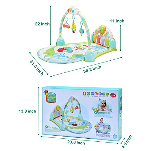 Forstart Kick and Play Piano Gym Large Activity Play Mat for Baby Sit Lay Down Infant Tummy Time Sensory Development Educational Playtime - Thumbnail 6